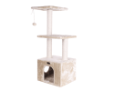 Real Wood 3-tier Cat Condo With Sisal Scratching Post 39" H