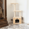Real Wood 3-tier Cat Condo With Sisal Scratching Post 39" H