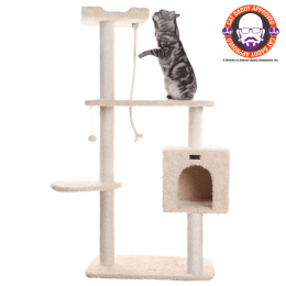 Real Woood Faux Fur Covered Cat Scratch Furniture 57" Beige