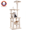 Real Wood 65" Cat Tree With Hammock, Playhouse A6501