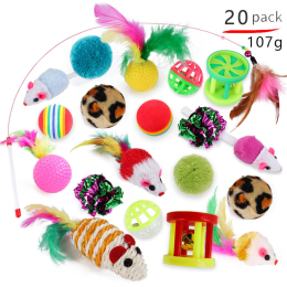Pet cat toy set Cat passage tease cat stick Plush mouse combination toy - No.2 Package B99416
