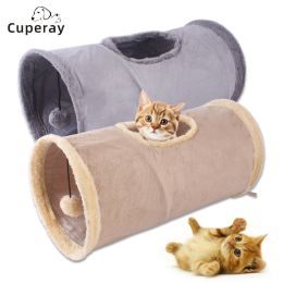 Collapsible Cat Tunnel Suede Fabric Puppy Rabbit Play Chase Hide Tunnel Tube Indoor for Game Exercising Hiding Training Pet Toys - gray