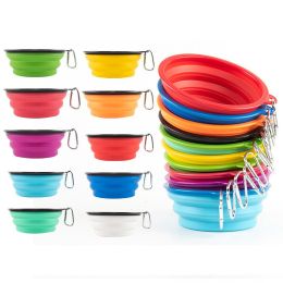 350ml/1000ml Large Collapsible Dog Pet Folding Silicone Bowl Outdoor Travel Portable Puppy Food Container Feeder Dish Bowl - Yellow - 1000ml