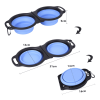 Rubber Folding Double Bowl Portable Pet Feeding Watering Bowl Outdoor Dog Food Bowl Cat Folding Food Multicolor Utensils - Blue