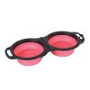 Rubber Folding Double Bowl Portable Pet Feeding Watering Bowl Outdoor Dog Food Bowl Cat Folding Food Multicolor Utensils - Red