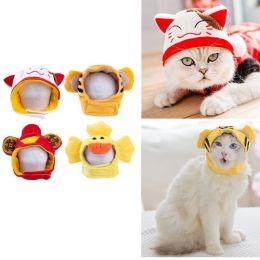 Funny Cat Hat Cartoon Duck Tiger Cosplay Costume Headgear Cute Pets Dog Cap Puppy Kitten Dress Up Accessories - Cat
