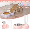 Pet Cat Bowl Stainless Steel Multifunctional Dog Cat Bowl With Water Bottle Drinking Water Feeding Bear Bowl gatos - Pink
