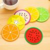 1pc Fruit Shape Cup Coaster Silicone Cup Pad Slip Insulation Pad Cup Mat Hot Drink Holder Mug Stand Home Kitchen Accessories - dark green