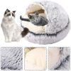 New Style Pet Cat Bed Dog Bed Round Plush Warm Cat's House Soft Long Plush Best Pet Bed Dogs For Cats Nest 2 In 1 Cat Accessorie - grey - 65cm