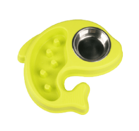 Fish Shape Pet Feeders Supplies Cat and Dog Bowls Stainless Steel Water and Food Bowl Treated Steel Drinking Water Hostile Bowl Twofold Bowl - green