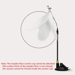 Interactive Cat Feather Toys; Cat Wand Toy And Natural Feather Teaser Replacements With Bell - Pure White Feather