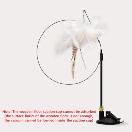 Interactive Cat Feather Toys; Cat Wand Toy And Natural Feather Teaser Replacements With Bell - Oversized Fluffy Feather White