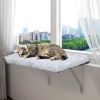 Cat Window Perch;  Wall-mounted Cat Seat with Soft Cushion and Supporting Feet;  White - white