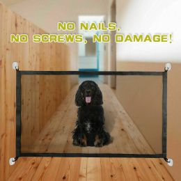 Pets Dog Cat Baby Safety Gate Mesh Fence Magic Portable Guard Net Stairs Doors - S