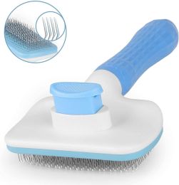 Handle Shedding Pet Dog Cat Hair Brush Grooming Trimmer Comb Self Cleaning Tool - Pin Brush