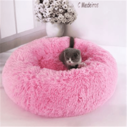 Round Long Hairy Autumn And Winter Nest Pad Cat Mattress - Bright powder - 70cm