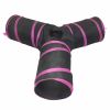 Pet Life 3-Way Kitting-Go-Seek Interactive Collapsible Passage Kitty Cat Tunnel - Pink/Black