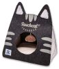 Touchcat 'Kitty Ears' Travel On-The-Go Collapsible Folding Cat Pet Bed House With Toy - Black
