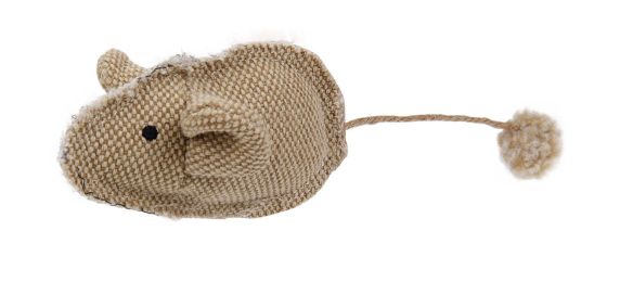 Pet Life Pompom Kitty Mouse Plush Catnip Cat Toy - Brown