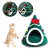 Christmas Pet House Tent Warm Cat Sleeping Bed Indoor for Kitten Puppy Cave Nest - L - Green