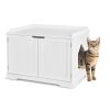 Cat Litter Box Enclosure with Double Doors for Large Cat and Kitty - White