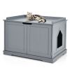 Cat Litter Box Enclosure with Double Doors for Large Cat and Kitty - Gray