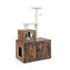 Cat Tree with Litter Box Enclosure with Cat Condo - as show