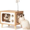 Mewoofun Cat House Wooden Condo Cat Bed Indoor TV-Shaped Sturdy Large Luxury - QF001