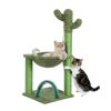 Indoor with Large House Natural Sisal Rope Cactus Cat Tree Condo - Green A - Pet entertainment
