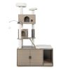 Cat Tree with Litter Box Enclosure for Indoor Cars - Gray