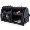 Double Compartment Pet Carrier with 2 Removable Hammocks - Black