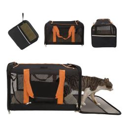 Foldable Airline Travel Pet Carrier Bag with Safety Strap - Black - Pet entertainment