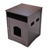 Cat's Wooden House Indoor Feline Condo Toilet Litter Box Hideaway Beside Table Nightstand XH - brown