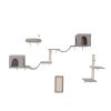 Wall-mounted Cat Tree, Cat Furniture with 2 Cat Condos House, 3 Cat Wall Shelves, 2 Ladder, 1 Cat Perch, Sisal Cat Scratching Posts and Pad - as Pic