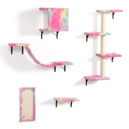 Wall-mounted Cat Tree, 5 Pcs Cat Tower for Kittens, Colorful - as Pic