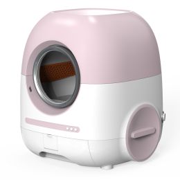 Self Cleaning Cat Litter Box, Automatic with Mat & Liner, 80L Space for Multi Cats, Support 5G/Anti-Pinch - as Pic
