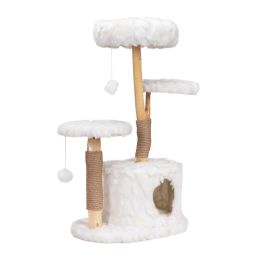 Modern Cat Tree, Natural Branch Cat Tower, Luxury Cat Condo, Indoor Cat Furniture, Kitten Cat Gift, White - as Pic