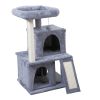 Double-layer cat Tree with cat house and ladder - light gray - as Pic