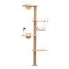 Wall-Mounted Cat Scratching Pad for Small to Large Cat, Indoor Wood Cat Tree with Hammock, Cat Scratcher Perch - as Pic