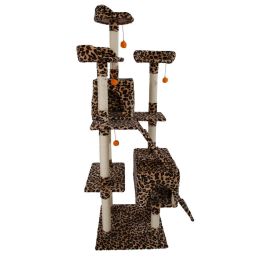 M9 72" Stable Cute Sisal Cat Climb Holder Cat Tower Leopard Print