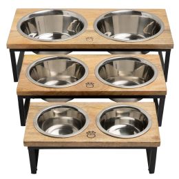 GF Pet Mango Wood & Metal Elevated Feeder - L-Tall