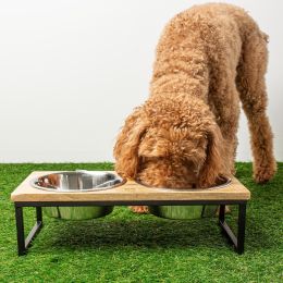 GF Pet Mango Wood & Metal Elevated Feeder - L