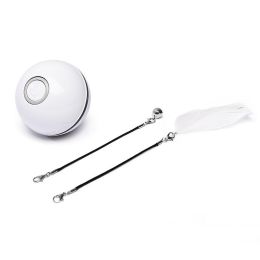 LED Laser Electronic Rolling Pet Funny Cat Toy Ball - WhiteRecharge