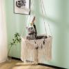 MewooFun Cat Hammock Macrame Hanging Swing Cat Bed Basket with Cotton Mat Indoor - WP095