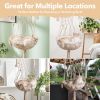 MewooFun Cat Hammock Macrame Hanging Swing Cat Bed Basket with Cotton Mat Indoor - WP093