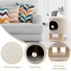 Cat Stool Bed with Scratching Posts and Plush Ball Toy - Beige - Pet entertainment