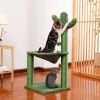 Indoor with Large House Natural Sisal Rope Cactus Cat Tree Condo - Green B - Pet entertainment