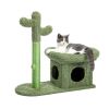 Fully Wrapped  2 In1 Cactus Cat Tree Condo With Dangling Ball  - Green - Pet Supplies