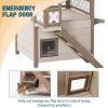 Feral Cat House Outdoor Indoor Kitty Houses with Durable PVC Roof, Escape Door,Curtain and Stair,2 Story Design Perfect for Multi Cats - as Pic