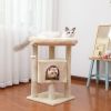 Modern Small Cat Tree Cat Tower with Sisal Scratching Post, Cozy Condo, Top Perch and Dangling Ball Beige - Beige